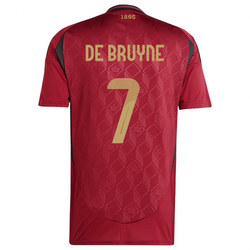 Heren België Kevin De Bruyne #7 Bourgondië Thuisshirt Thuistenue 24-26 T-Shirt