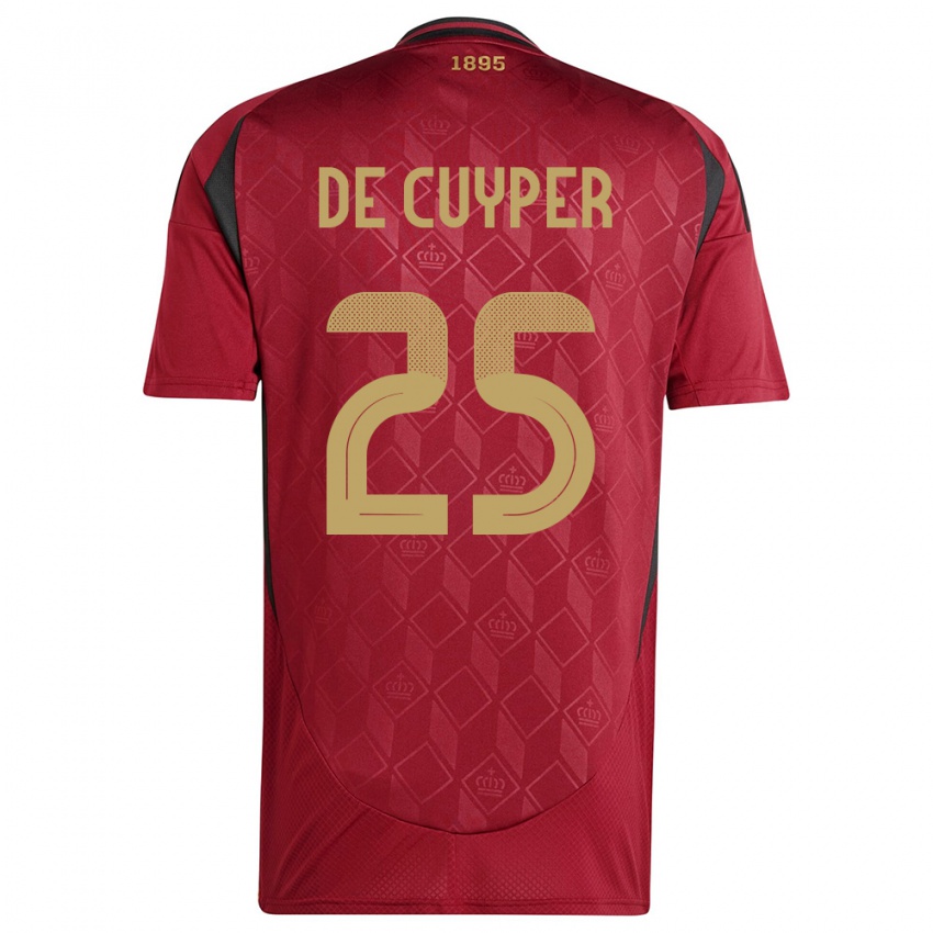 Heren België Maxim De Cuyper #25 Bourgondië Thuisshirt Thuistenue 24-26 T-Shirt