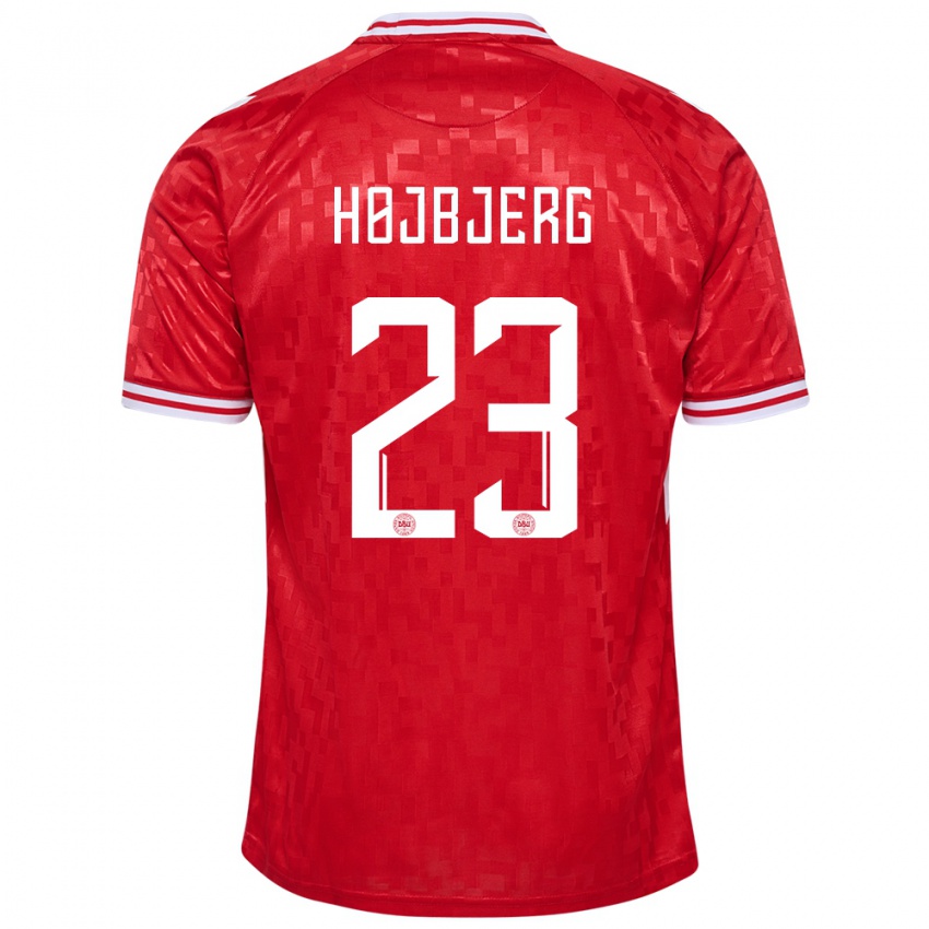 Heren Denemarken Pierre Emile Hojbjerg #23 Rood Thuisshirt Thuistenue 24-26 T-Shirt