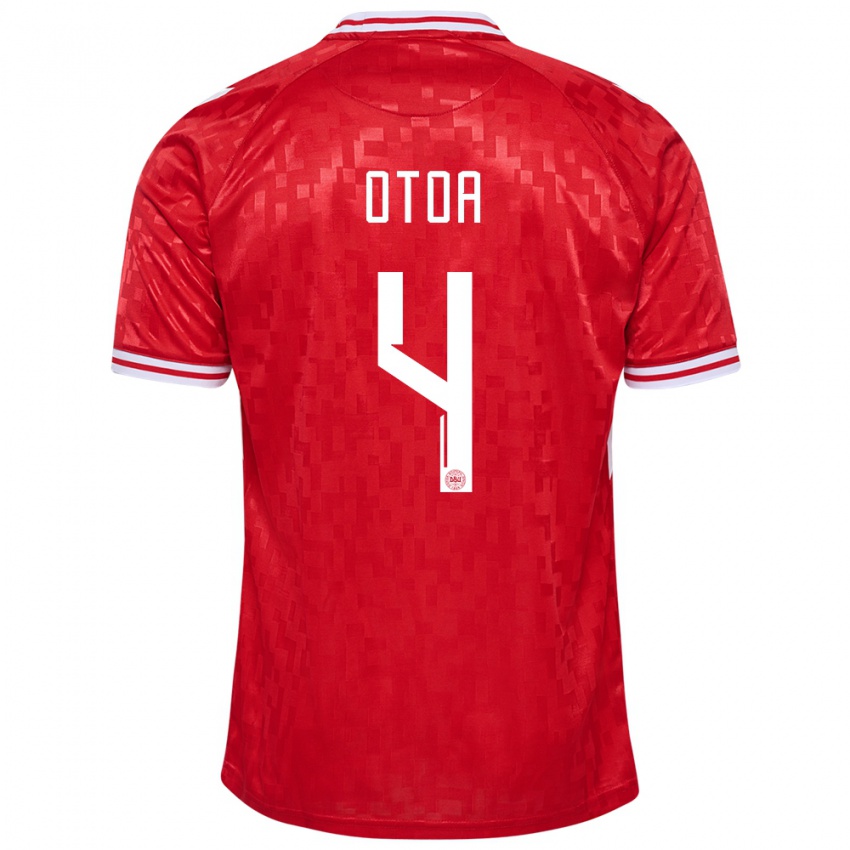 Heren Denemarken Sebastian Otoa #4 Rood Thuisshirt Thuistenue 24-26 T-Shirt