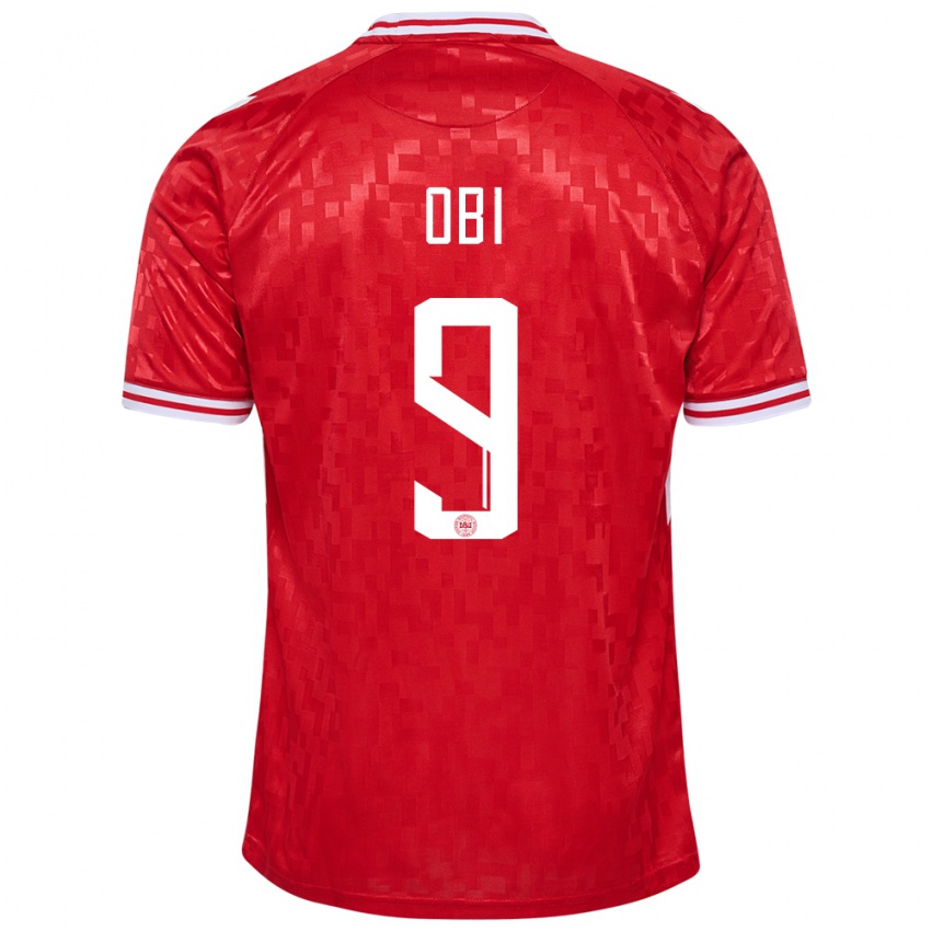 Heren Denemarken Chido Obi #9 Rood Thuisshirt Thuistenue 24-26 T-Shirt