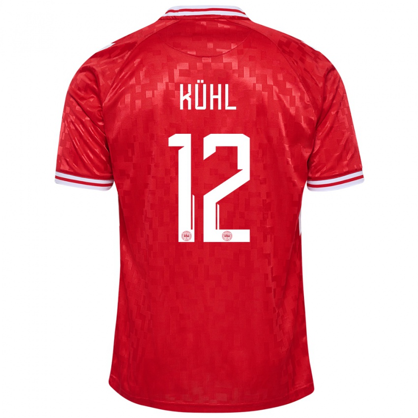 Heren Denemarken Kathrine Kuhl #12 Rood Thuisshirt Thuistenue 24-26 T-Shirt