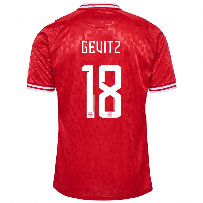 Heren Denemarken Luna Gevitz #18 Rood Thuisshirt Thuistenue 24-26 T-Shirt