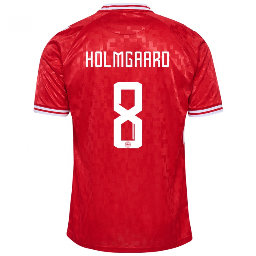 Heren Denemarken Sara Holmgaard #8 Rood Thuisshirt Thuistenue 24-26 T-Shirt