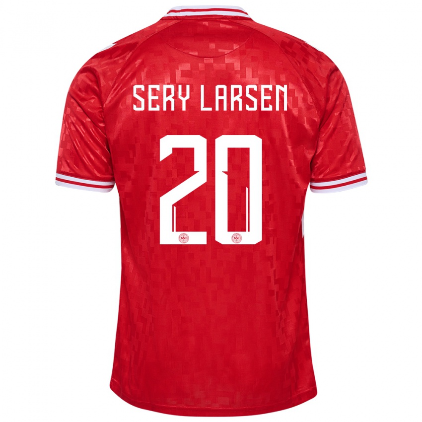 Heren Denemarken Japhet Sery Larsen #20 Rood Thuisshirt Thuistenue 24-26 T-Shirt