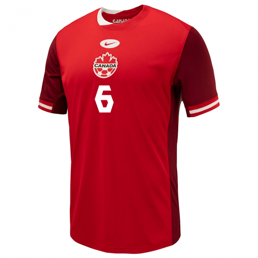 Heren Canada Matteo Campagna #6 Rood Thuisshirt Thuistenue 24-26 T-Shirt