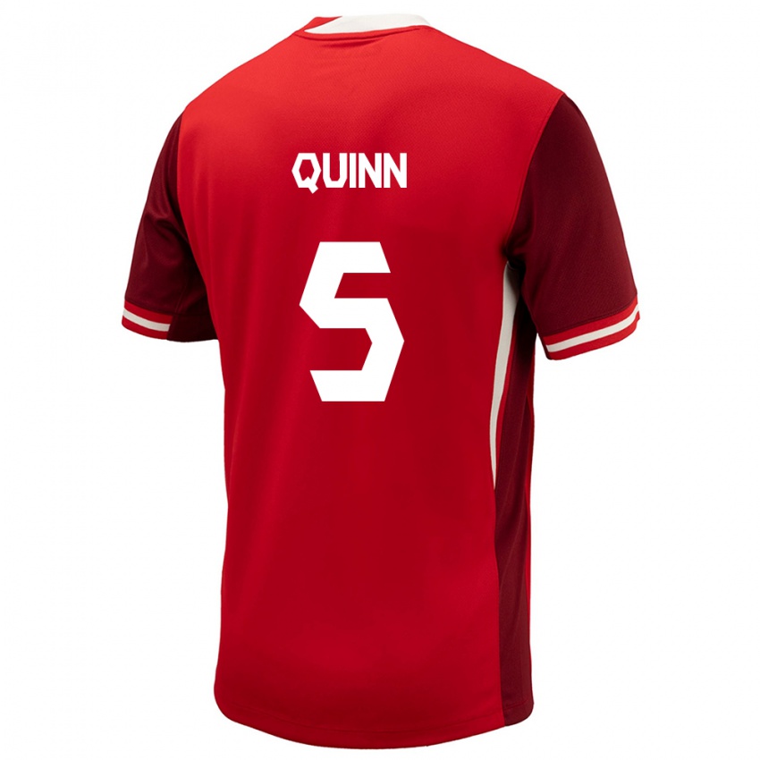 Heren Canada Quinn #5 Rood Thuisshirt Thuistenue 24-26 T-Shirt
