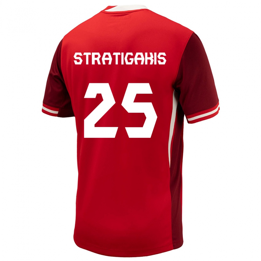 Heren Canada Sarah Stratigakis #25 Rood Thuisshirt Thuistenue 24-26 T-Shirt