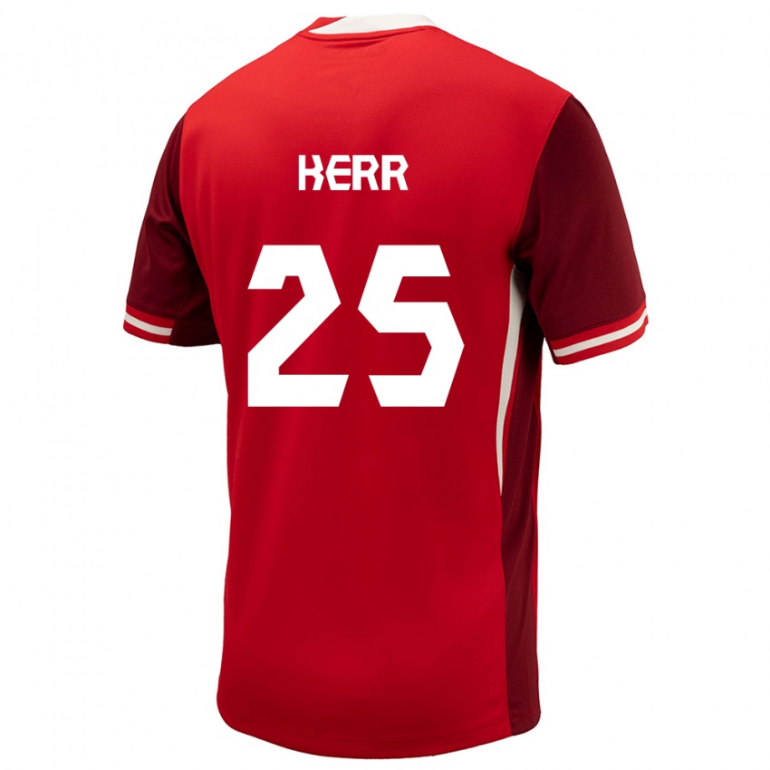 Heren Canada Devon Kerr #25 Rood Thuisshirt Thuistenue 24-26 T-Shirt