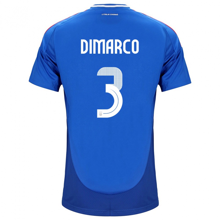Heren Italië Federico Dimarco #3 Blauw Thuisshirt Thuistenue 24-26 T-Shirt