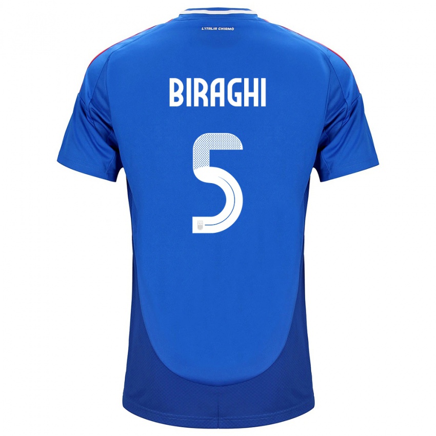 Heren Italië Cristiano Biraghi #5 Blauw Thuisshirt Thuistenue 24-26 T-Shirt