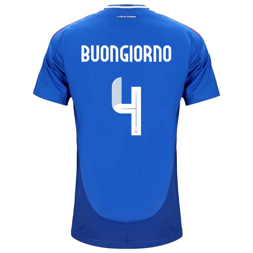 Heren Italië Alessandro Buongiorno #4 Blauw Thuisshirt Thuistenue 24-26 T-Shirt
