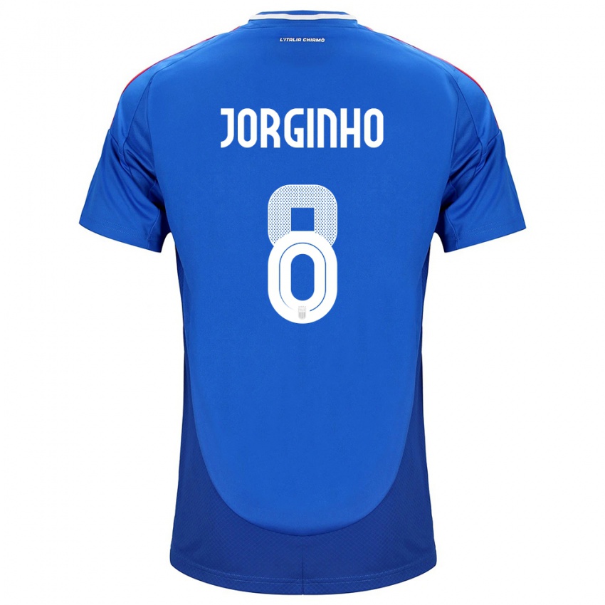 Heren Italië Jorginho #8 Blauw Thuisshirt Thuistenue 24-26 T-Shirt