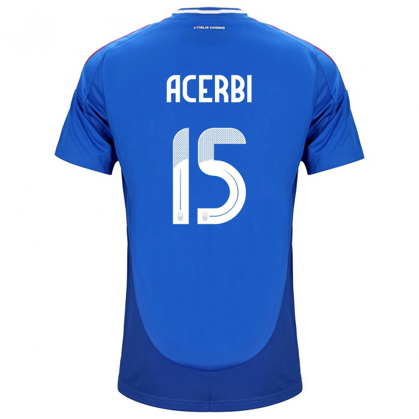 Heren Italië Francesco Acerbi #15 Blauw Thuisshirt Thuistenue 24-26 T-Shirt