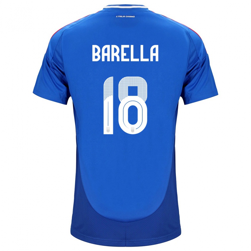 Heren Italië Nicolò Barella #18 Blauw Thuisshirt Thuistenue 24-26 T-Shirt