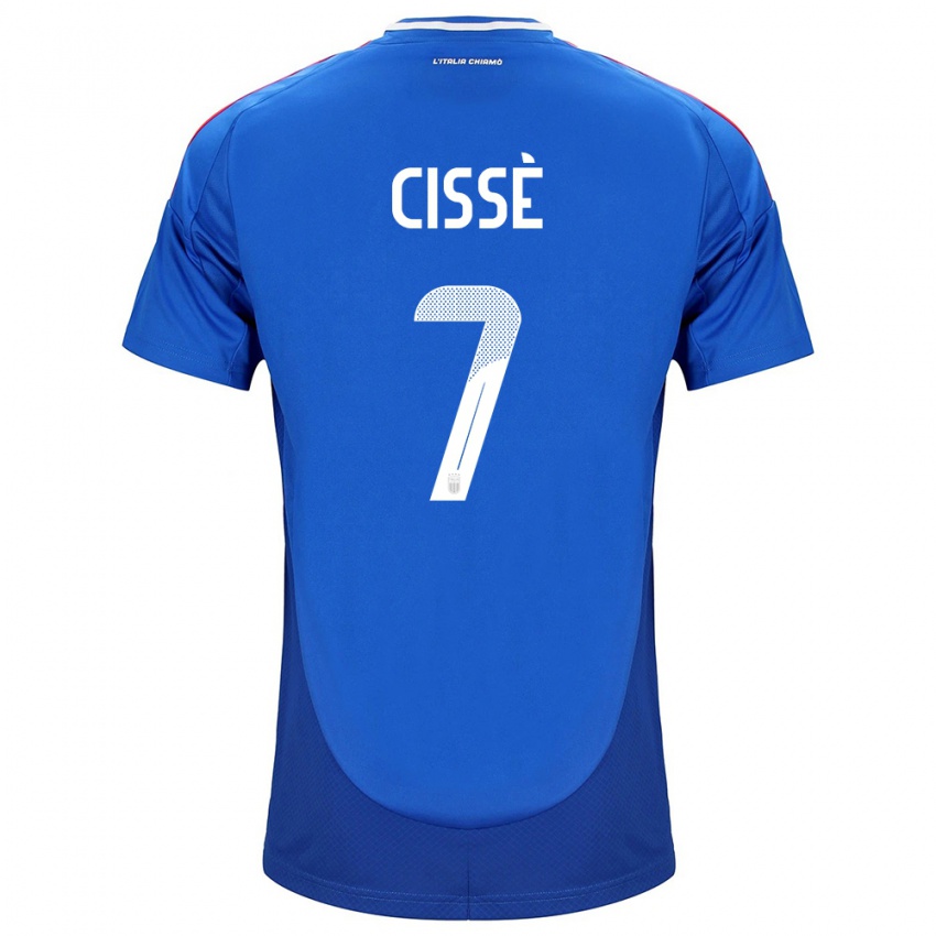 Heren Italië Alphadjo Cissè #7 Blauw Thuisshirt Thuistenue 24-26 T-Shirt
