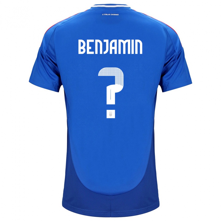 Heren Italië Emanuel Benjamin #0 Blauw Thuisshirt Thuistenue 24-26 T-Shirt