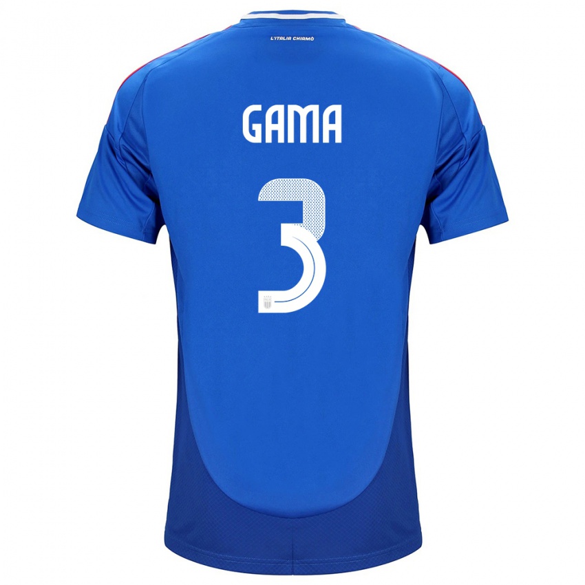 Heren Italië Sara Gama #3 Blauw Thuisshirt Thuistenue 24-26 T-Shirt