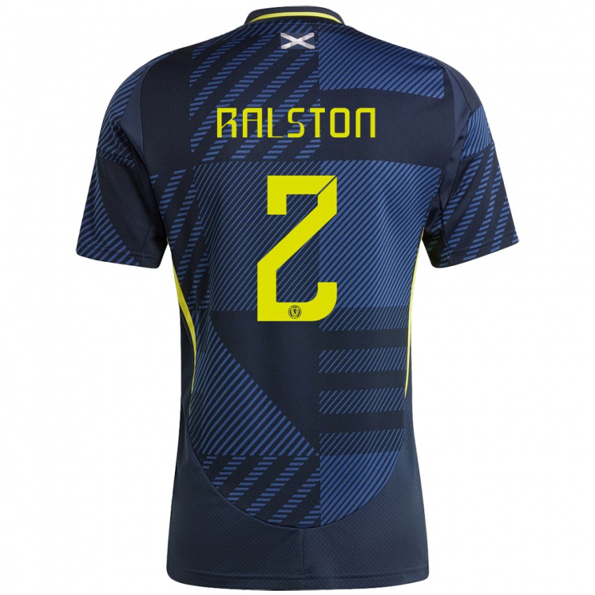 Heren Schotland Anthony Ralston #2 Donkerblauw Thuisshirt Thuistenue 24-26 T-Shirt