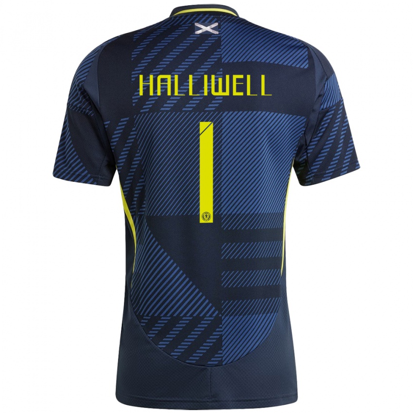 Heren Schotland Alfie Halliwell #1 Donkerblauw Thuisshirt Thuistenue 24-26 T-Shirt