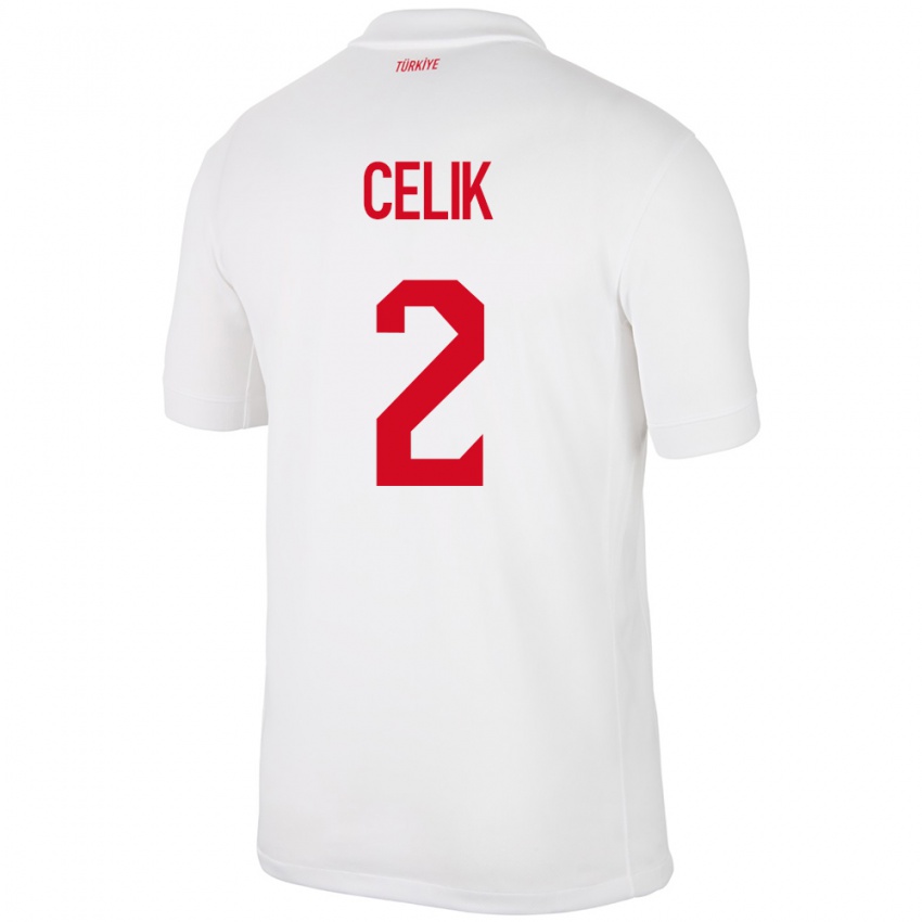 Heren Turkije Zeki Çelik #2 Wit Thuisshirt Thuistenue 24-26 T-Shirt