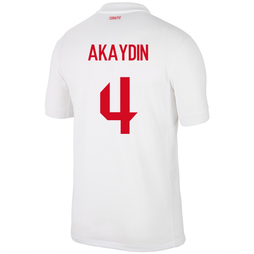 Heren Turkije Samet Akaydin #4 Wit Thuisshirt Thuistenue 24-26 T-Shirt