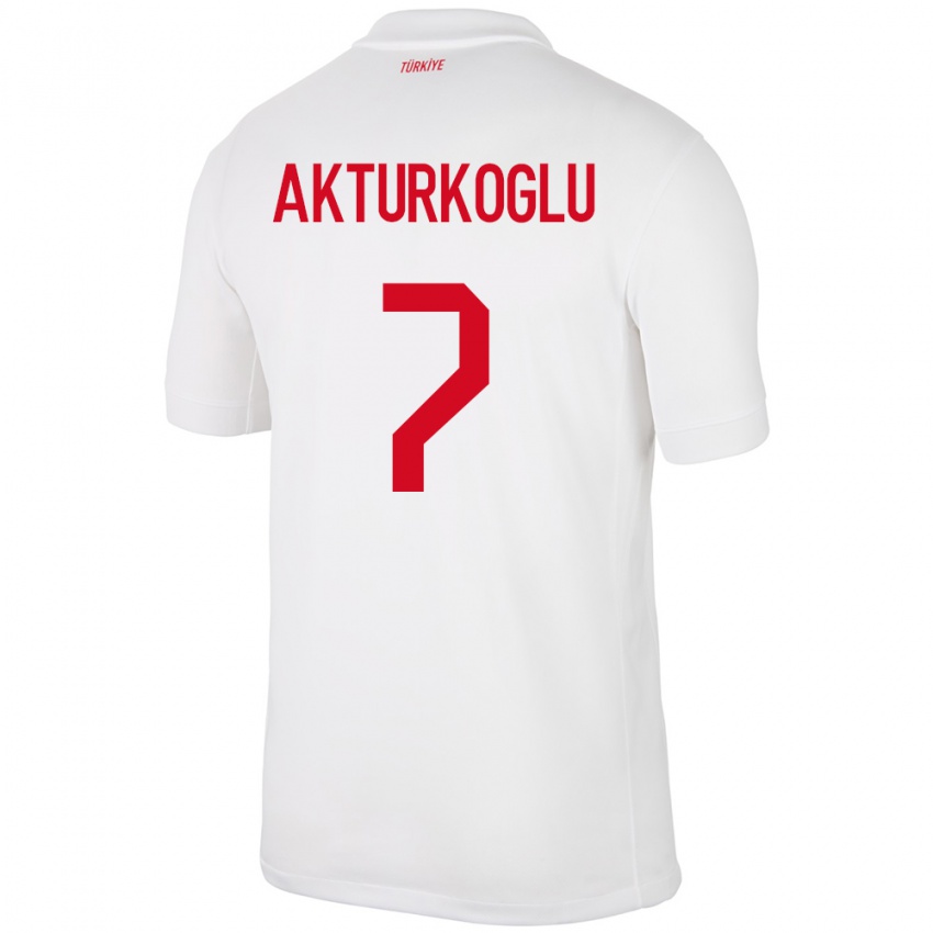 Heren Turkije Kerem Aktürkoğlu #7 Wit Thuisshirt Thuistenue 24-26 T-Shirt