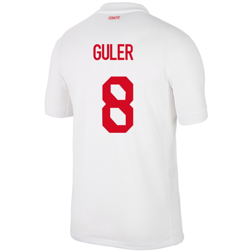 Heren Turkije Arda Güler #8 Wit Thuisshirt Thuistenue 24-26 T-Shirt