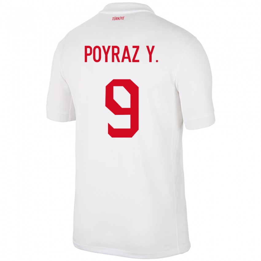 Heren Turkije Poyraz Yıldırım #9 Wit Thuisshirt Thuistenue 24-26 T-Shirt