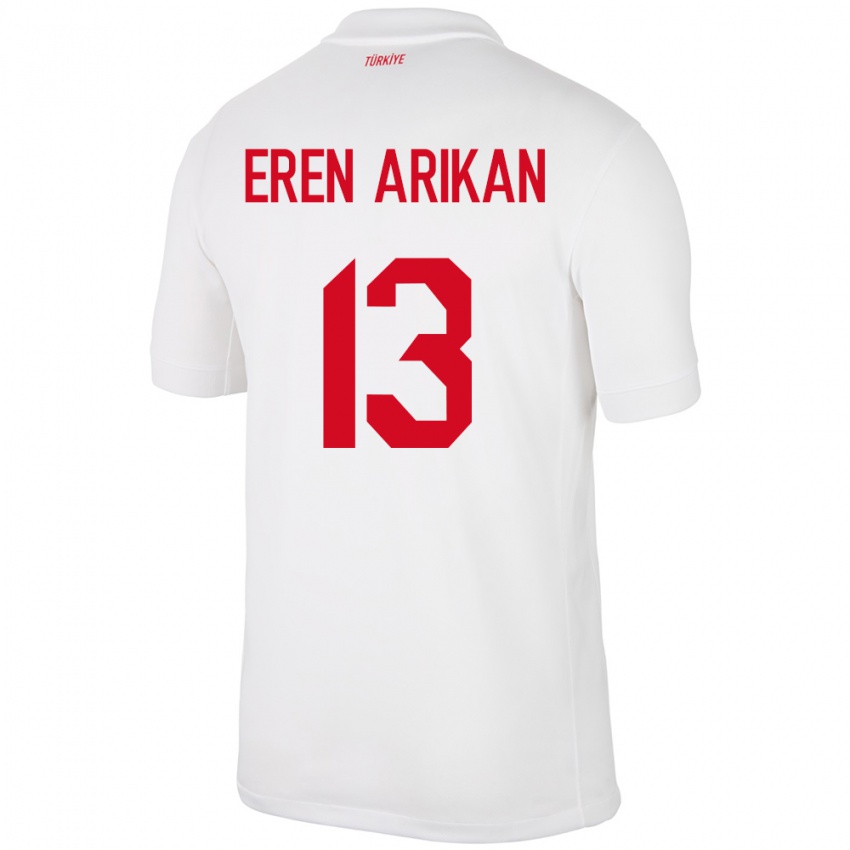 Heren Turkije Muhammed Eren Arıkan #13 Wit Thuisshirt Thuistenue 24-26 T-Shirt