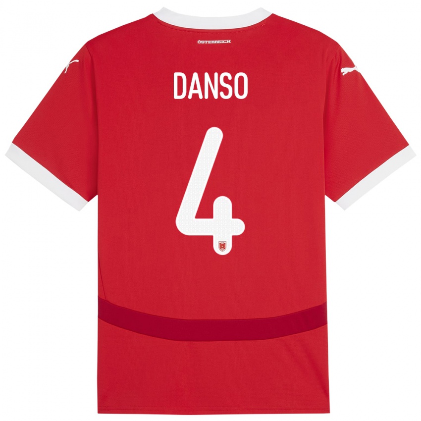 Heren Oostenrijk Kevin Danso #4 Rood Thuisshirt Thuistenue 24-26 T-Shirt