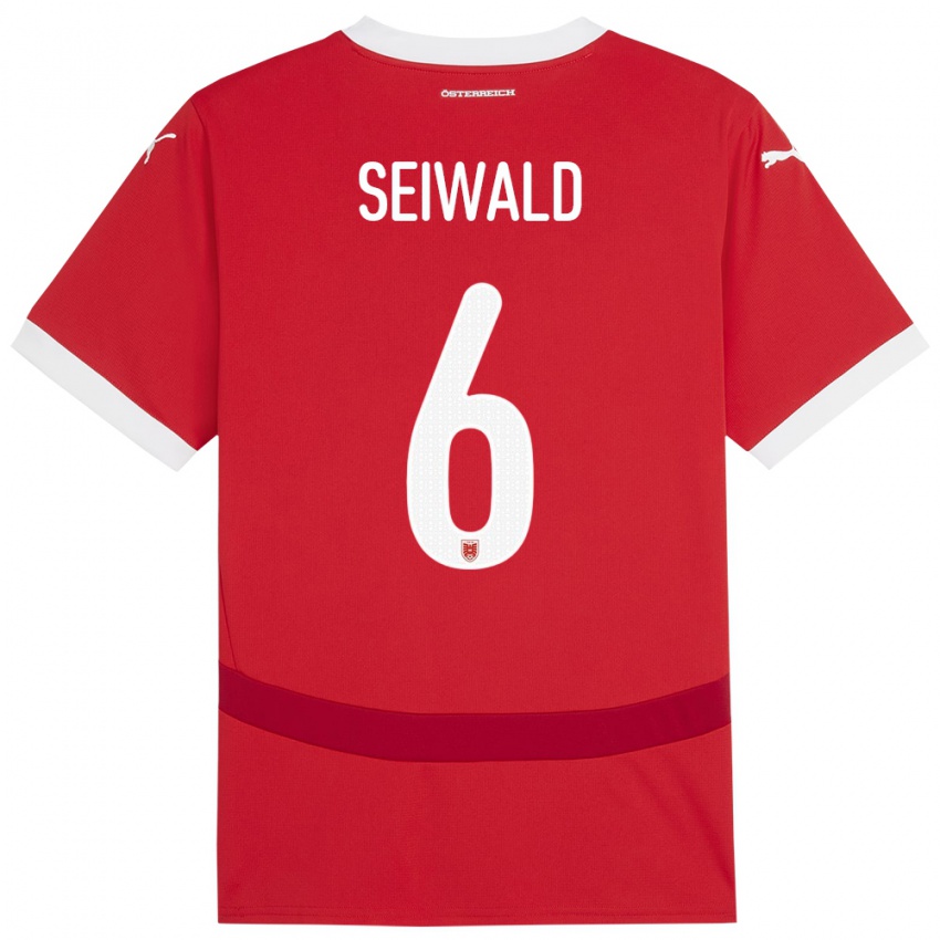 Heren Oostenrijk Nicolas Seiwald #6 Rood Thuisshirt Thuistenue 24-26 T-Shirt