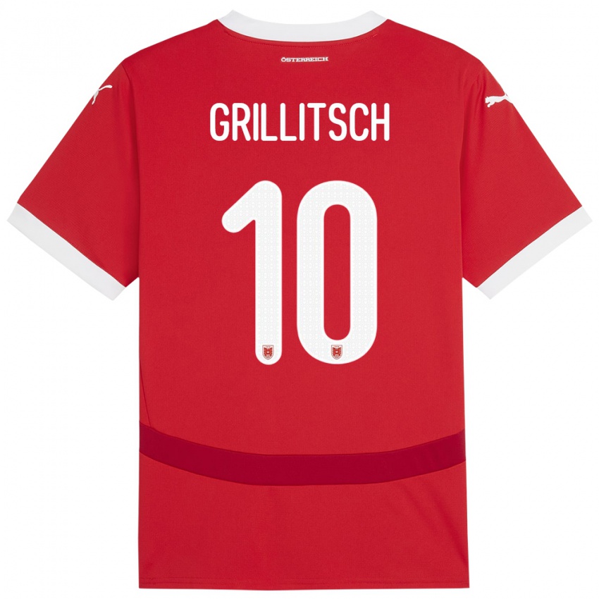 Heren Oostenrijk Florian Grillitsch #10 Rood Thuisshirt Thuistenue 24-26 T-Shirt