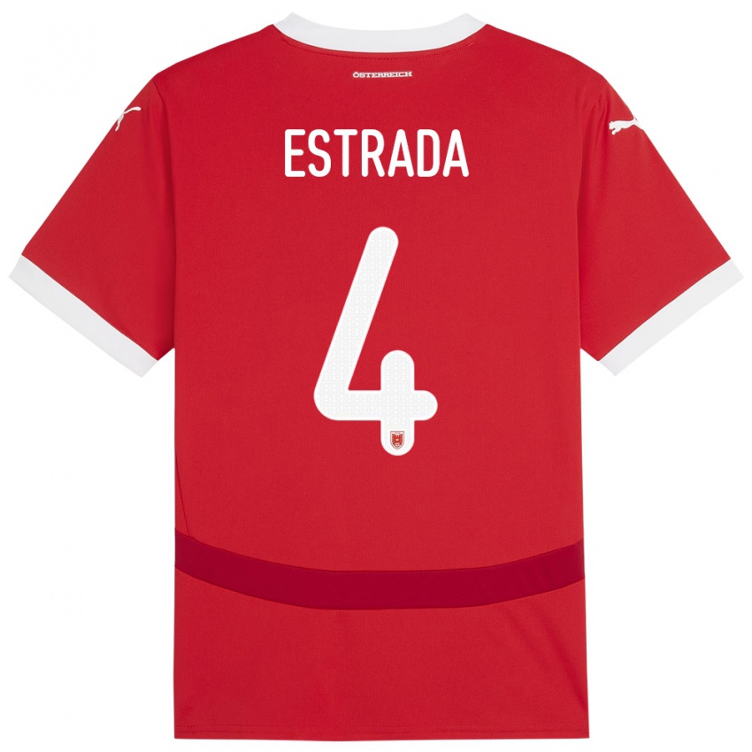 Heren Oostenrijk Pascal Estrada #4 Rood Thuisshirt Thuistenue 24-26 T-Shirt