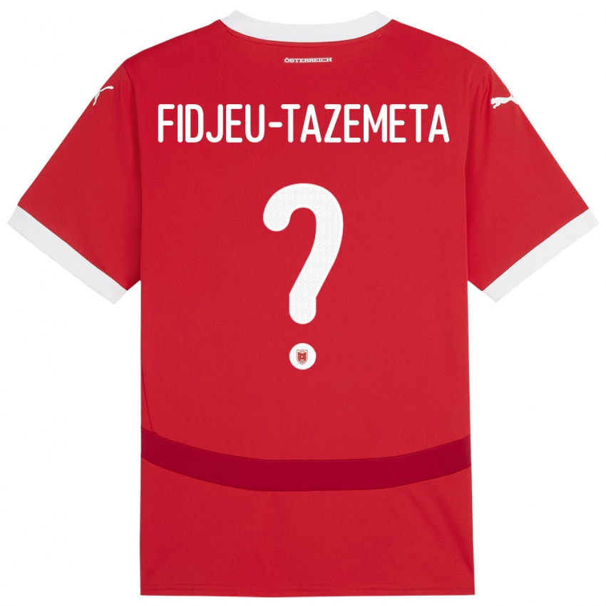 Heren Oostenrijk Thierry Fidjeu-Tazemeta #0 Rood Thuisshirt Thuistenue 24-26 T-Shirt