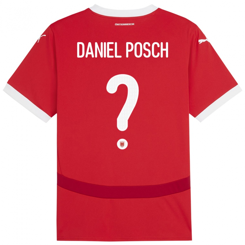 Heren Oostenrijk Daniel Posch #0 Rood Thuisshirt Thuistenue 24-26 T-Shirt