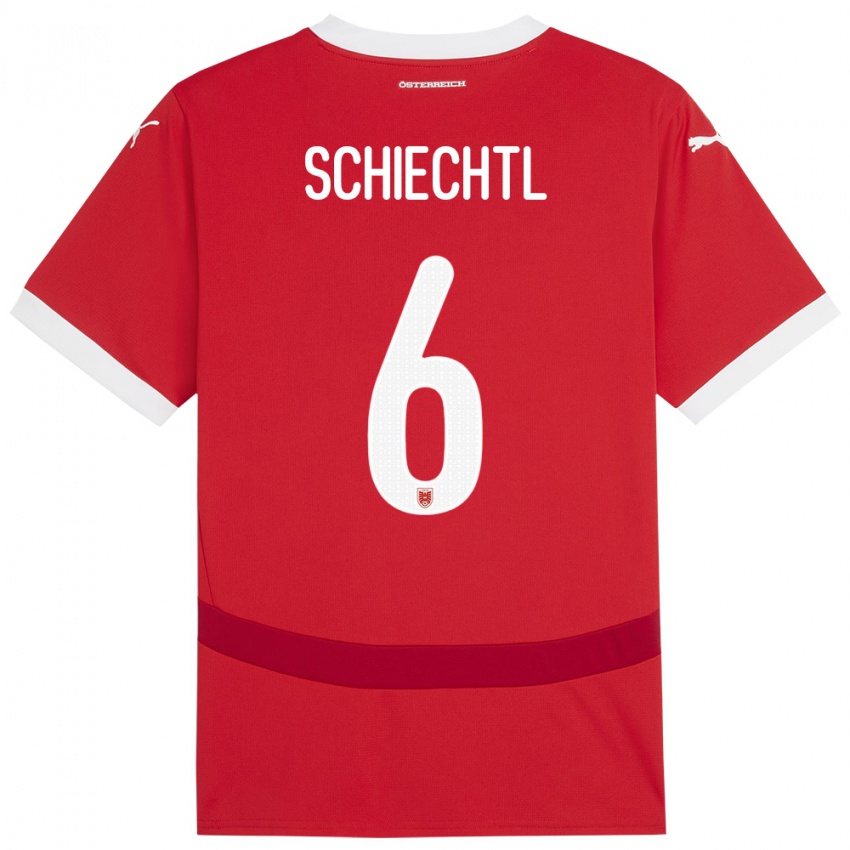 Heren Oostenrijk Katharina Schiechtl #6 Rood Thuisshirt Thuistenue 24-26 T-Shirt