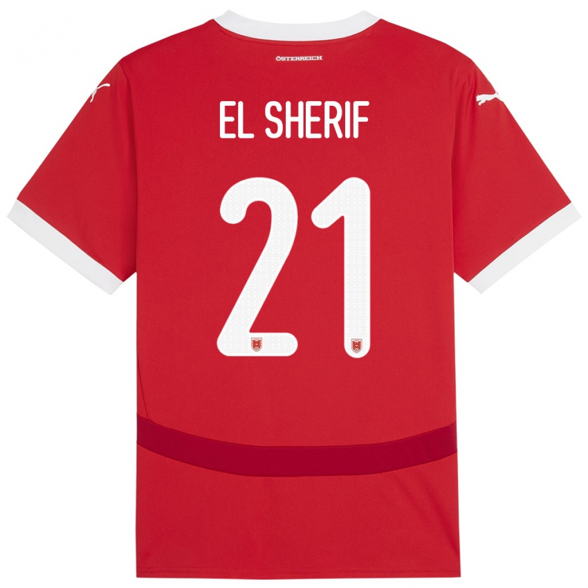 Heren Oostenrijk Mariella El Sherif #21 Rood Thuisshirt Thuistenue 24-26 T-Shirt