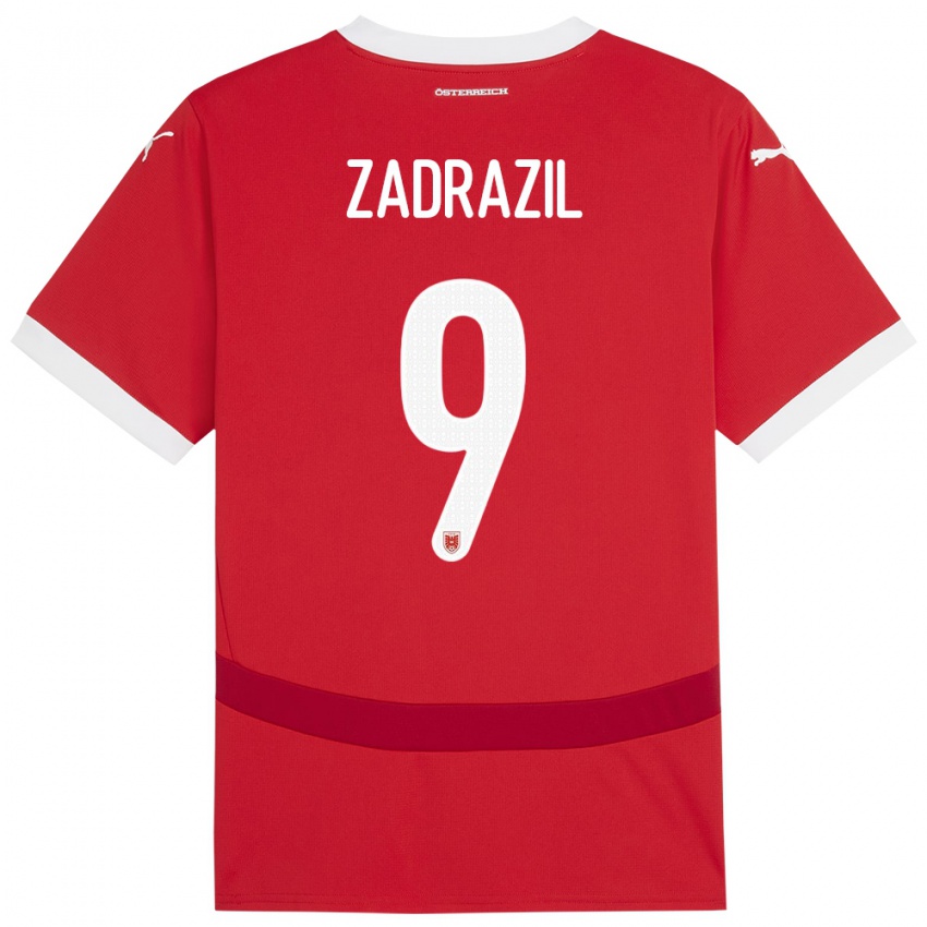 Heren Oostenrijk Sarah Zadrazil #9 Rood Thuisshirt Thuistenue 24-26 T-Shirt