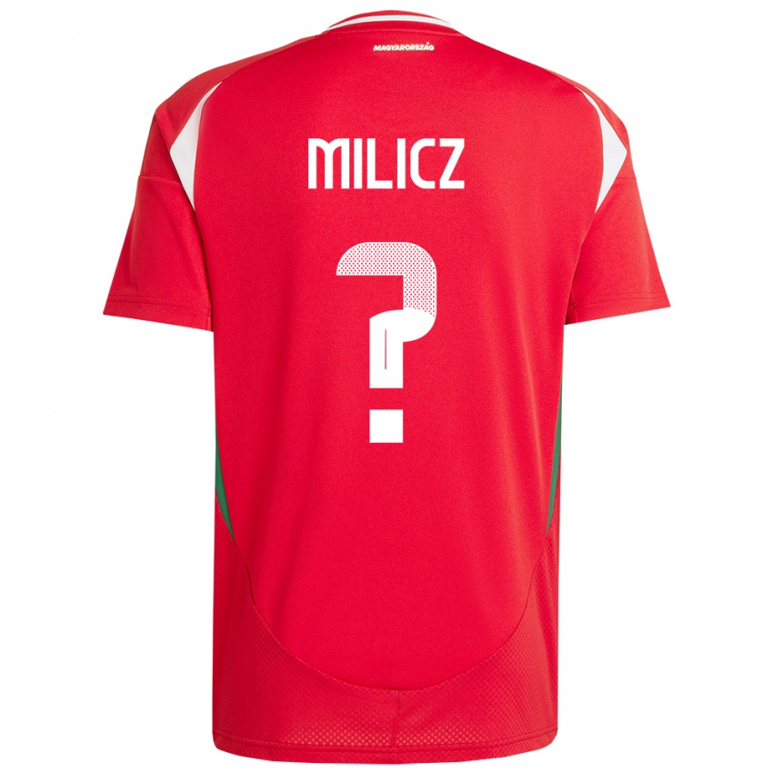Heren Hongarije Péter Milicz #0 Rood Thuisshirt Thuistenue 24-26 T-Shirt