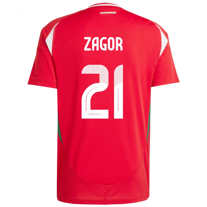 Heren Hongarije Bernadett Zágor #21 Rood Thuisshirt Thuistenue 24-26 T-Shirt