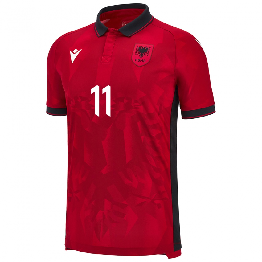 Heren Albanië Stiven Shpendi #11 Rood Thuisshirt Thuistenue 24-26 T-Shirt