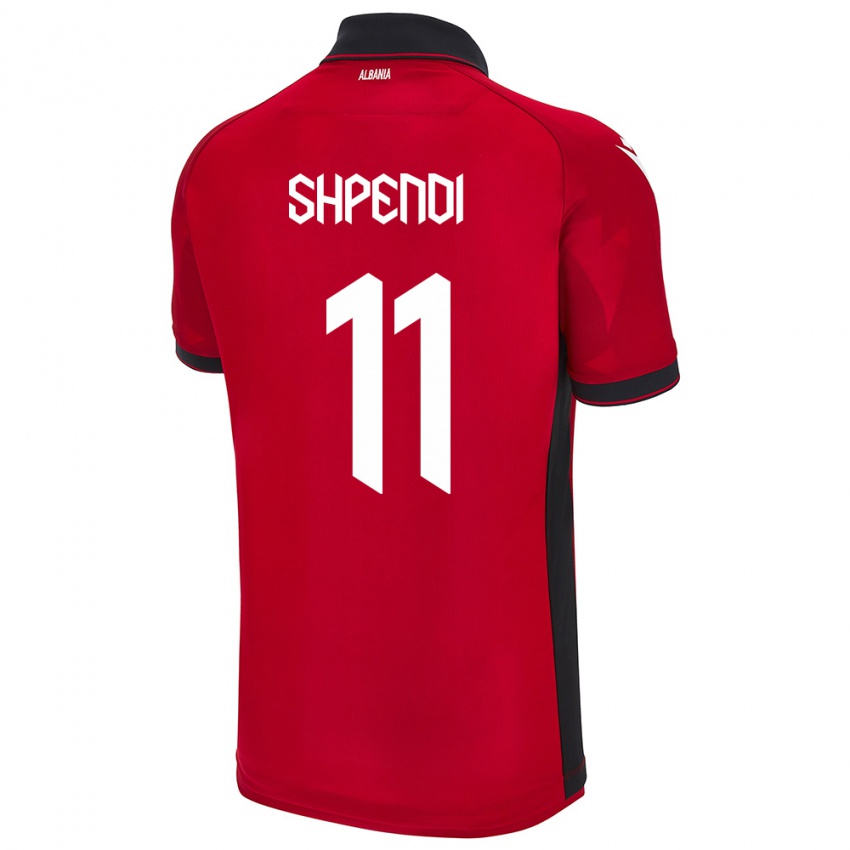 Heren Albanië Stiven Shpendi #11 Rood Thuisshirt Thuistenue 24-26 T-Shirt