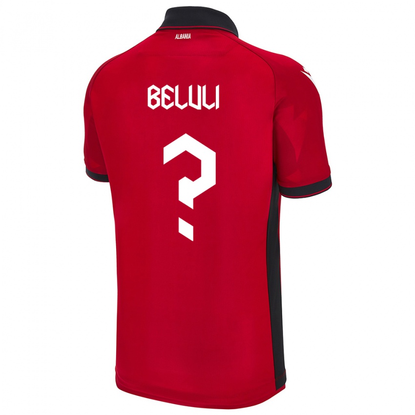 Heren Albanië Arxhei Beluli #0 Rood Thuisshirt Thuistenue 24-26 T-Shirt