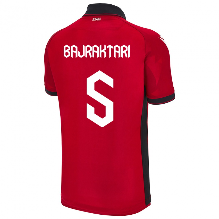 Heren Albanië Arbiona Bajraktari #5 Rood Thuisshirt Thuistenue 24-26 T-Shirt