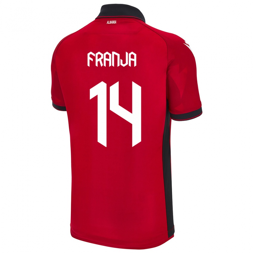 Heren Albanië Ezmiralda Franja #14 Rood Thuisshirt Thuistenue 24-26 T-Shirt