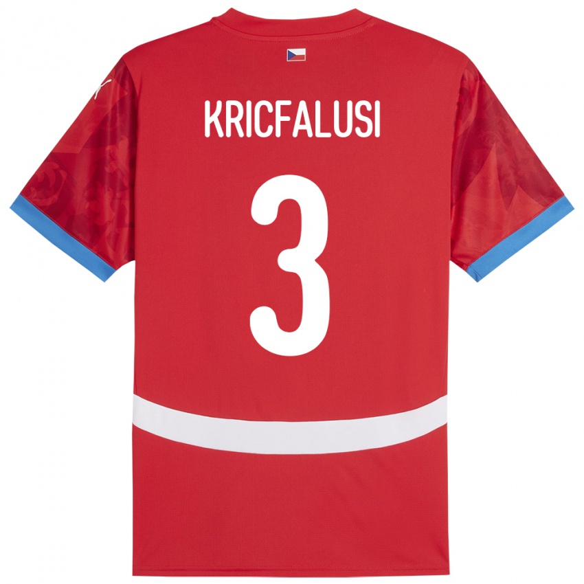 Heren Tsjechië Ondrej Kricfalusi #3 Rood Thuisshirt Thuistenue 24-26 T-Shirt