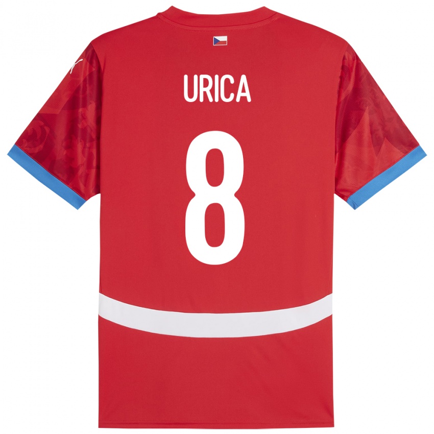 Heren Tsjechië Adam Urica #8 Rood Thuisshirt Thuistenue 24-26 T-Shirt