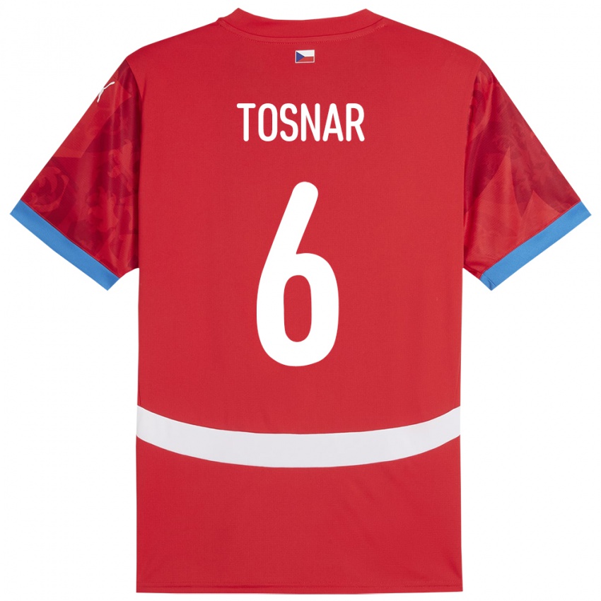 Heren Tsjechië Jakub Tosnar #6 Rood Thuisshirt Thuistenue 24-26 T-Shirt