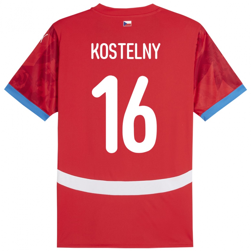Heren Tsjechië Krystof Kostelny #16 Rood Thuisshirt Thuistenue 24-26 T-Shirt
